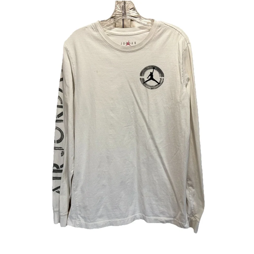 Air Jordan Size M Graphic Logo Long Sleeve‎ T-shirt White/Black Standard NBA